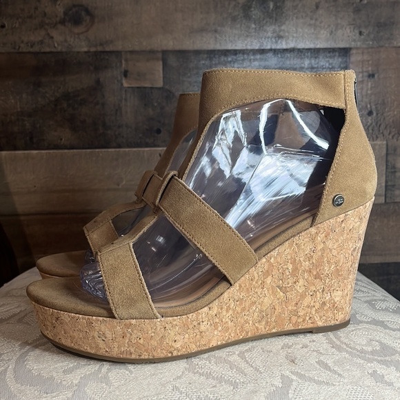 UGG Brown Suede Wedges Size 9.5 - Picture 3 of 10